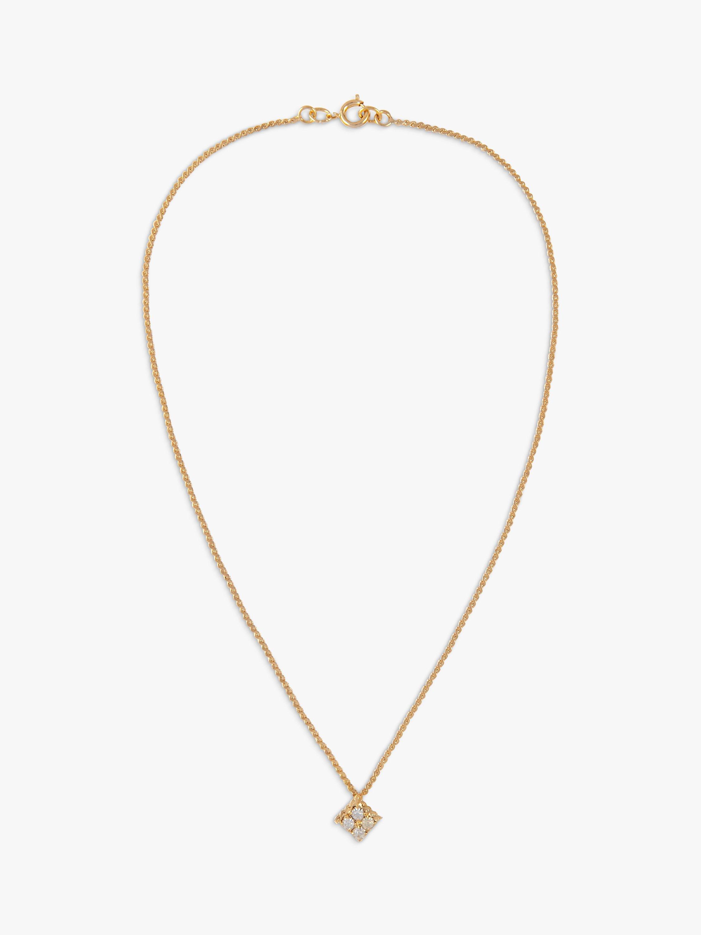 Product image 1 of 2, which shows Susan Caplan Pre-Loved Rediscovered Collection Geometric Swarovski Crystal Pendant Necklace, Gold