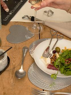 Selbrae House Hammered Stainless Steel Heart Coaster, Set of 4, Silver - view 2, Silver Silver