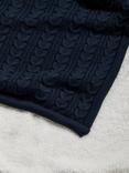 John Lewis Kids' Cable Knit Sherpa Fleece Throw, 150 x 100cm, Navy