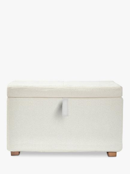 Gaia Baby Serena Boucle Ottoman Footstool - view 2, Chalk/Oak