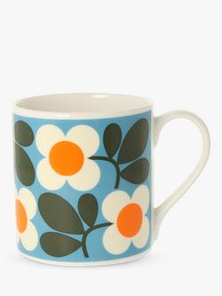 Orla Kiely Floret Bone China Mug, 350ml, Turquoise