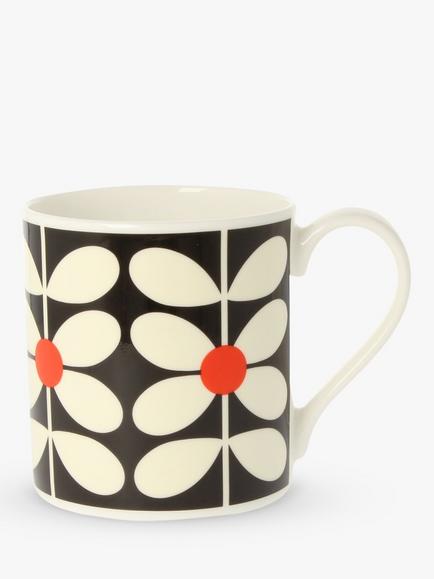 Orla Kiely Sixties Bone China Mug, 350ml, Navy/Multi, Navy/Multi