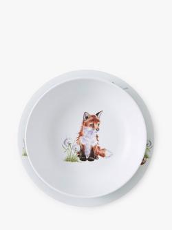 Wrendale Designs Baby Animals Kids' Melamine Plate & Bowl, Set of 2, Brown/Multi, Brown/Multi