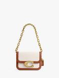 Coach Idol Canvas Leather Trim Shoulder Bag, Salt Stone/Amber