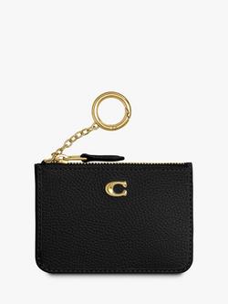 Coach Pebbled Leather Mini ID Skinny Purse, Black