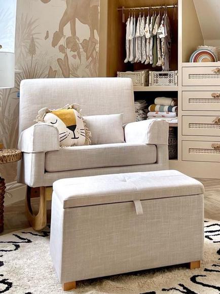 Gaia Baby Serena Nursing Rocking Chair & Footstool - view 2, Oat