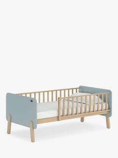 Boori Natty Bedside Bed with Boori Breathable Pocket Spring Bedside Bed Mattress, 159 x 79cm, White/Oak Blue