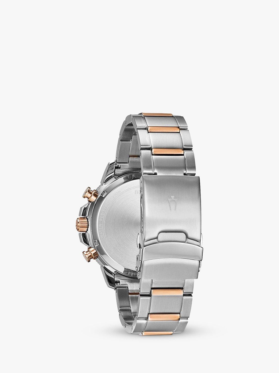 Product image 3 of 7, which shows Bulova 98B301 Men's Marine Star Chronograph Bracelet Strap Watch, Silver/Blue