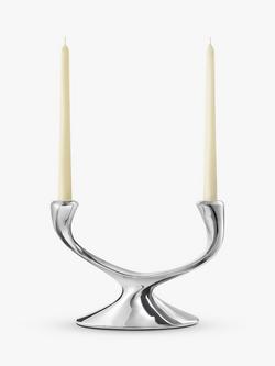 Robert Welch Windrush 2 Arm Stainless Steel Candelabra, Silver, Silver