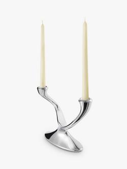 Robert Welch Windrush 2 Arm Stainless Steel Candelabra, Silver - view 2, Silver