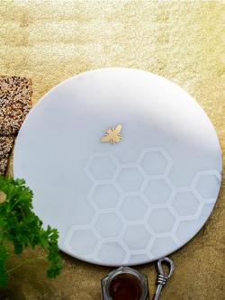 Culinary Concepts Bee Marble Cheese Board, White/Brass - view 2, Marble