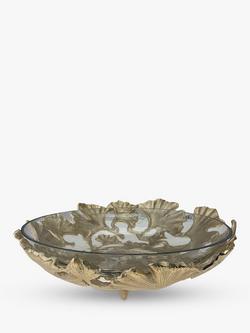 Culinary Concepts Ginkgo Leaf Decorative Bowl, 33cm, Gold/Clear, Gold/Glass
