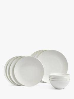 Wedgwood Gio Bone China Dinnerware Set, White, 12 Piece, White