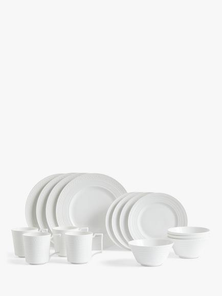 Wedgwood Intaglio Bone China Dinnerware Set, White, 16 Piece, White