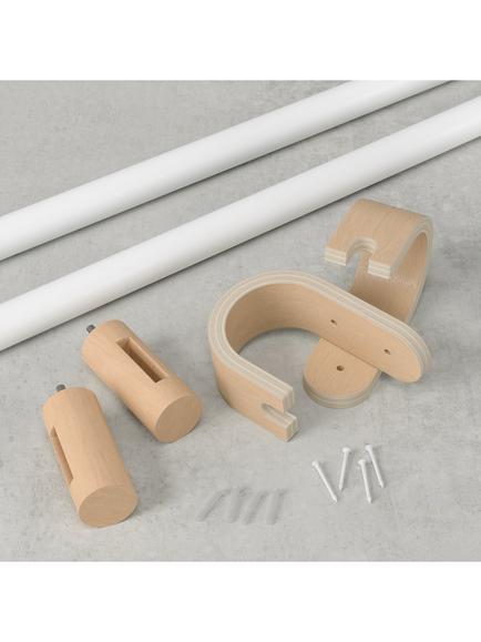 Umbra Bellwood Extendable Curtain Pole Kit, Natural, Dia.25mm, L107-305cm - view 2, Natural White