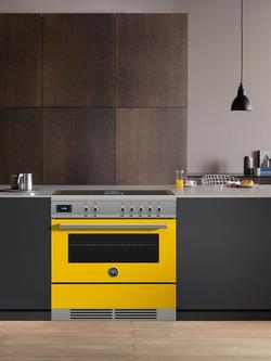 Bertazzoni Air-Tec Electric Range Cooker with Induction Hob - view 2, Gloss Yellow