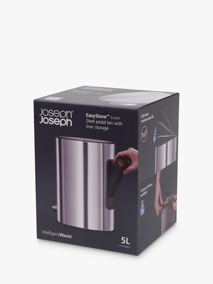 Joseph Joseph Stainless Steel Pedal Bin, 5L - view 2, Stainless Steel