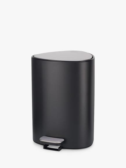 Joseph Joseph Bathroom Pedal Bin, 5L, Steel/Matt Black, Black