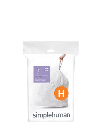 Simplehuman Bin Liners, Code H, Pack of 20, White