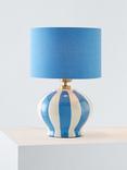 John Lewis Burano Striped Ceramic Table Lamp, Blue/Cream