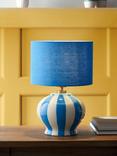 John Lewis Burano Striped Ceramic Table Lamp, Blue/Cream