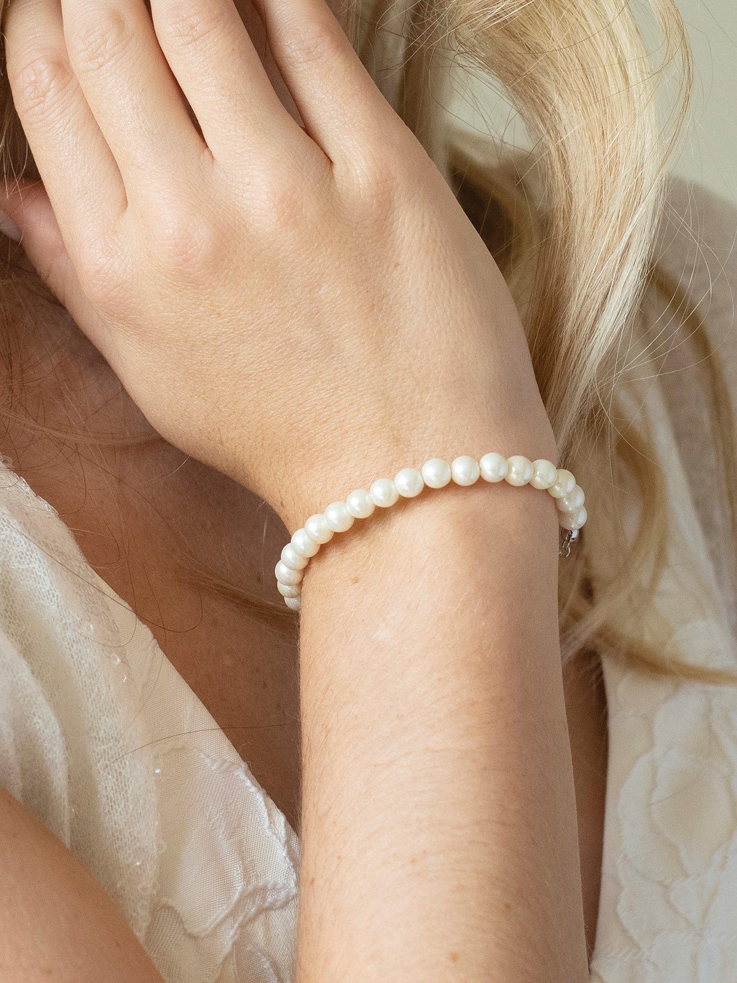 Product image 3 of 5, which shows Ivory & Co. Faux Pearl Bracelet, White
