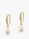 Ivory & Co. Faux Pearl and Crystal Hook Drop Earrings, Gold