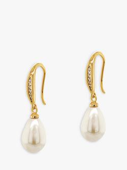 Ivory & Co. Faux Pearl and Crystal Hook Drop Earrings, Gold, Gold