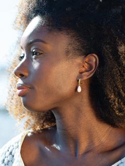 Ivory & Co. Faux Pearl and Crystal Hook Drop Earrings, Gold - view 2, Gold