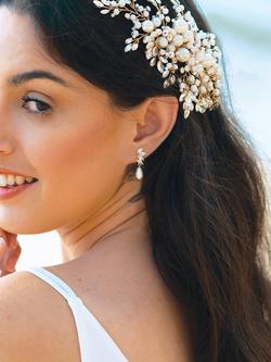 Ivory & Co. Crystal and Faux Pearl Drop Earrings, Gold - view 2, Gold