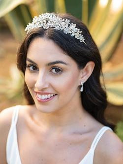 Ivory & Co. Samira Floral Crystal and Pearl Tiara, Silver - view 2, Silver