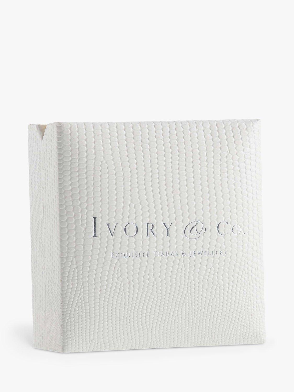 Product image 5 of 5, which shows Ivory & Co. Crystal and Faux Pearl Drop Hook Earrings, Silver/White