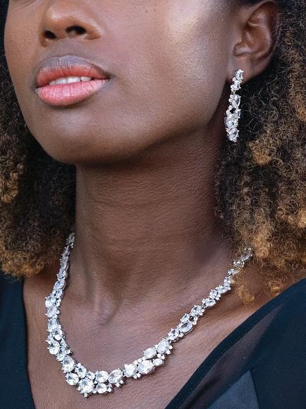 Ivory & Co. Crystal Curve Drop Earrings, Silver - view 2, Silver