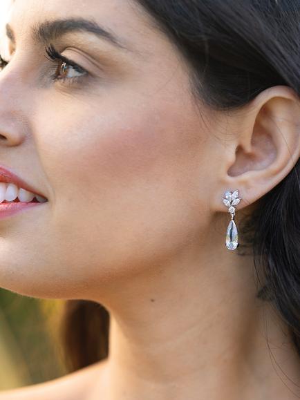Ivory & Co. Crystal Teardrop Drop Earrings, Silver - view 2, Silver