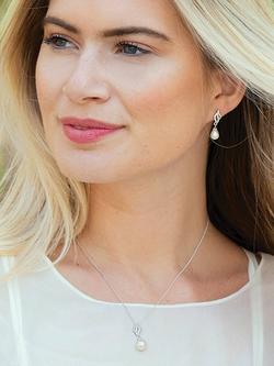 Ivory & Co. Lisbon Faux Pearl and Crystal Drop Earrings and Pendant Necklace Jewellery Set, Silver/White - view 2, Silver/White