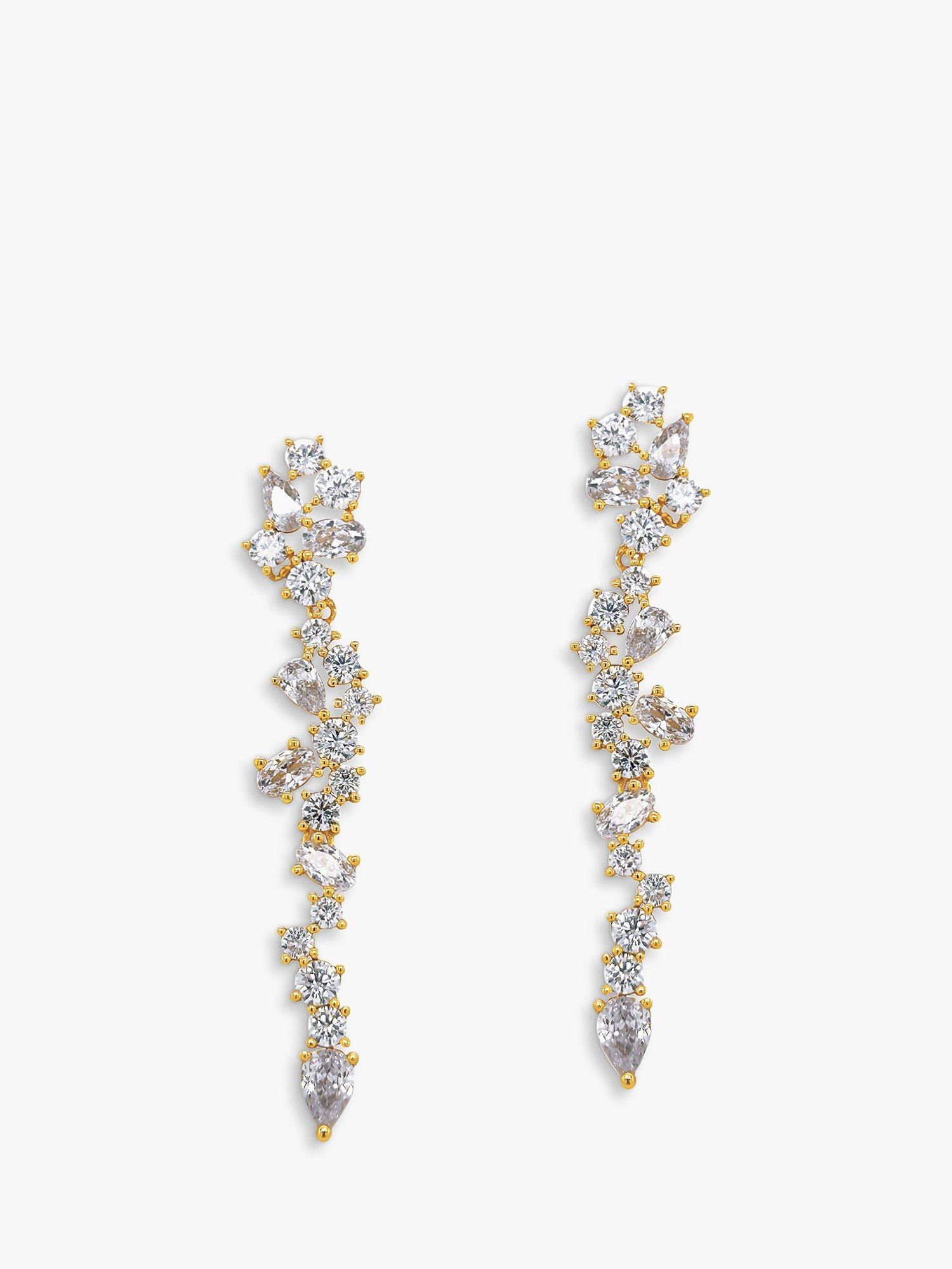 Product image 1 of 5, which shows Ivory & Co. Islington Crystal Drop Earrings, Gold