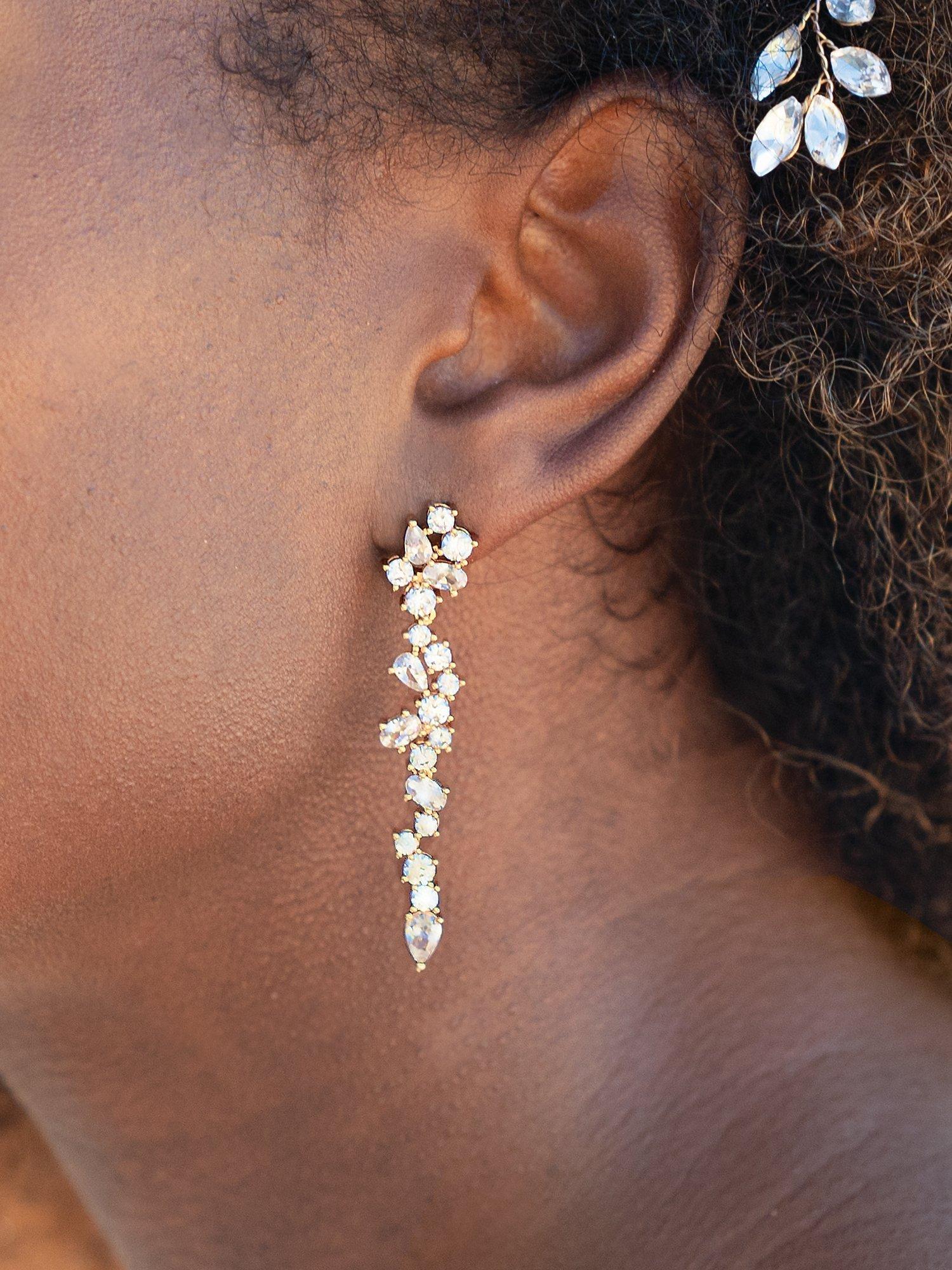 Product image 3 of 5, which shows Ivory & Co. Islington Crystal Drop Earrings, Gold