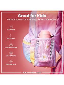 Ion8 Daisy Leak-Proof Stainless Steel Drinks Bottle, 400ml, Rose Quartz - view 2, Rose Quartz