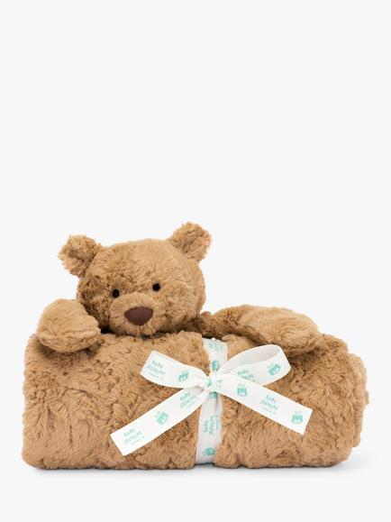 Jellycat Bartholomew Bear Blankie, Brown - view 2, Brown