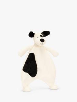Jellycat Bashful Puppy Comforter Soft Toy, Black/Cream, Black/Cream
