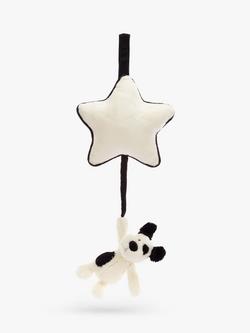Jellycat Bashful Puppy Musical Pull Soft Toy, Black/Cream, Black/Cream