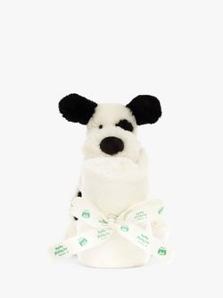 Jellycat Bashful Puppy Soother Soft Toy, Black/Cream - view 2, Black/Cream