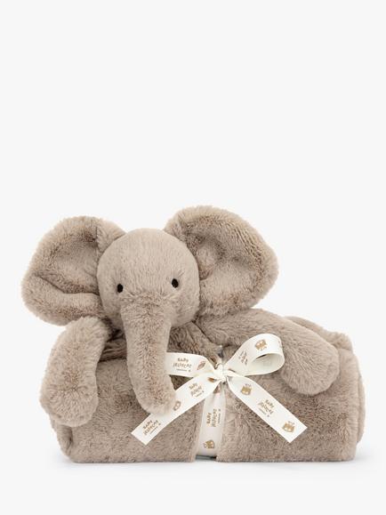 Jellycat Smudge Elephant Blankie, Grey - view 2, Grey