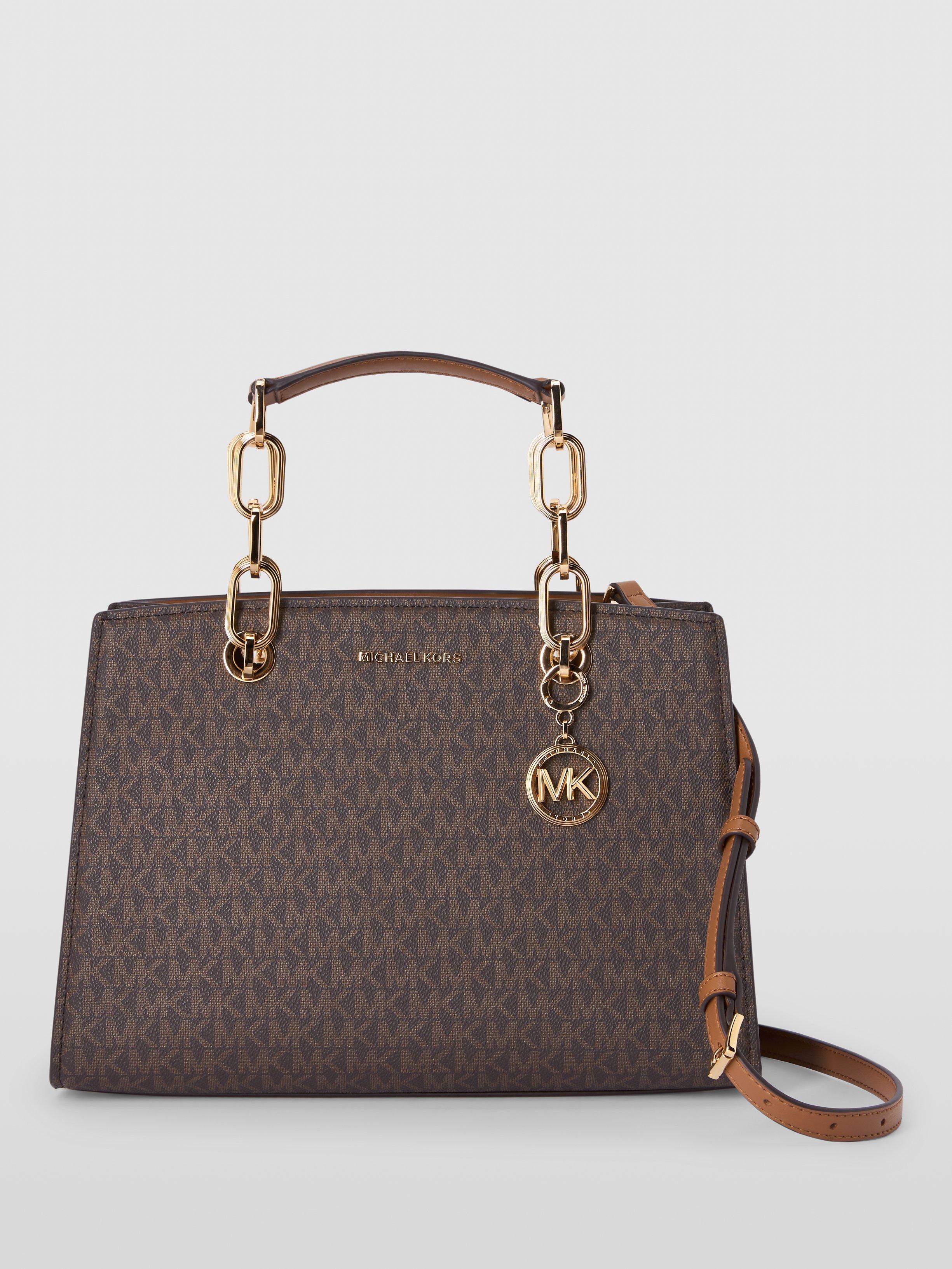 Michael Kors Cynthia Monogram Satchel, Brown/Acorn