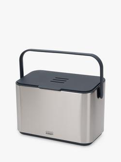 Joseph Joseph Food Waste Caddy, 4L, Stainless Steel, Black