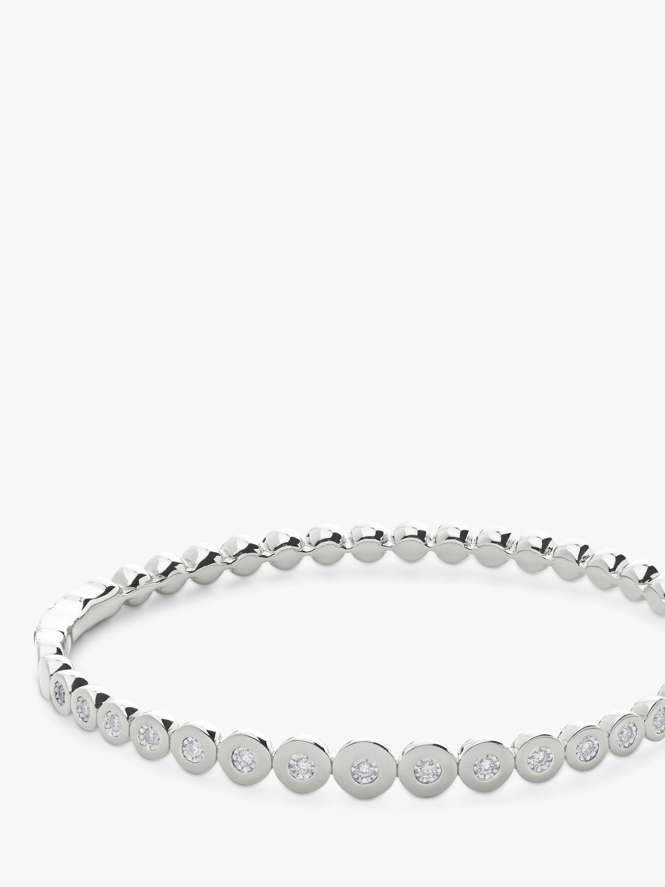 Product image 2 of 4, which shows Monica Vinader Diamond Graduated Bangle, Silver, Medium