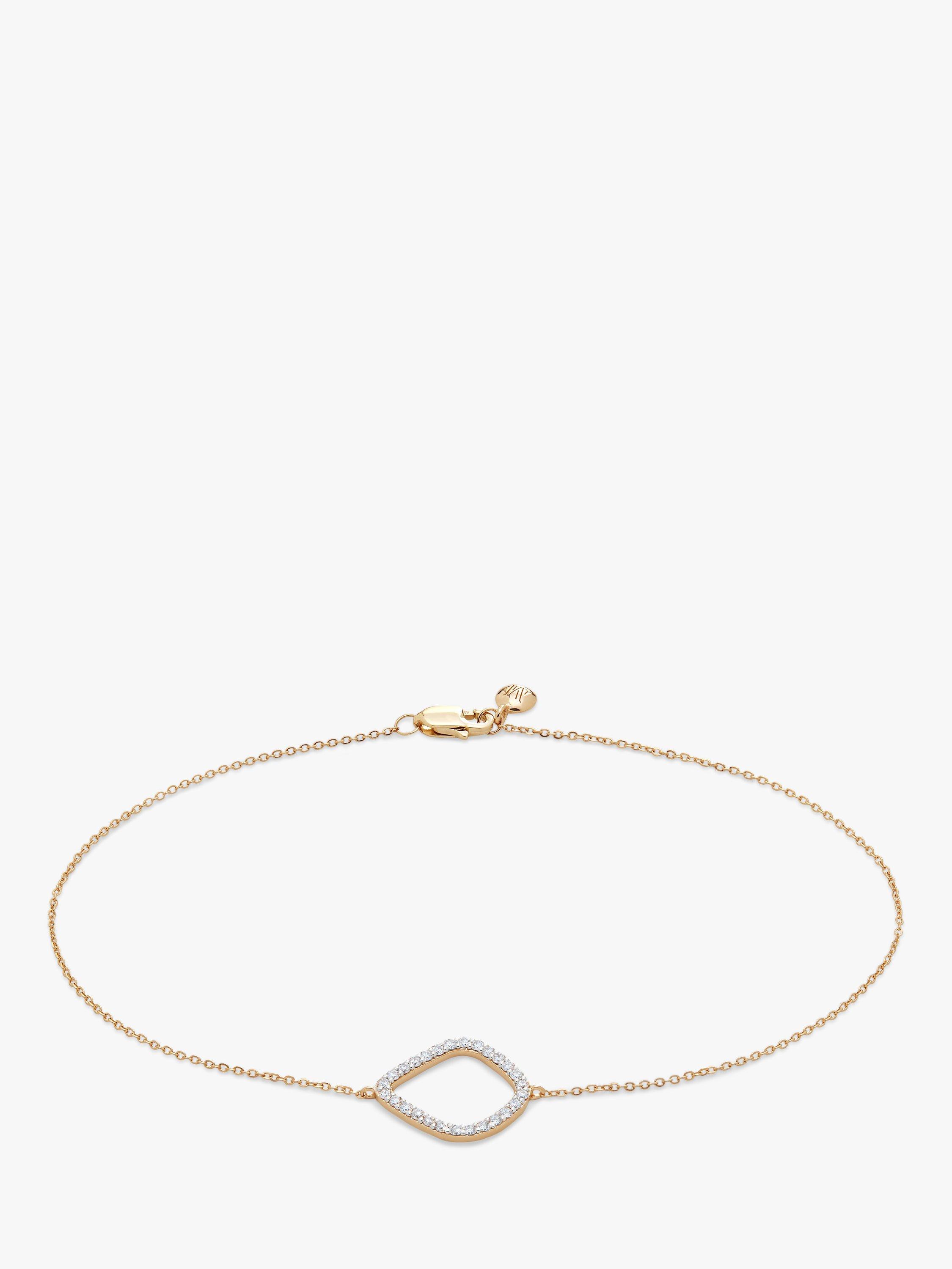 Product image 1 of 6, which shows Monica Vinader 14ct Gold Riva Diamond Kite Bracelet, Gold, Large