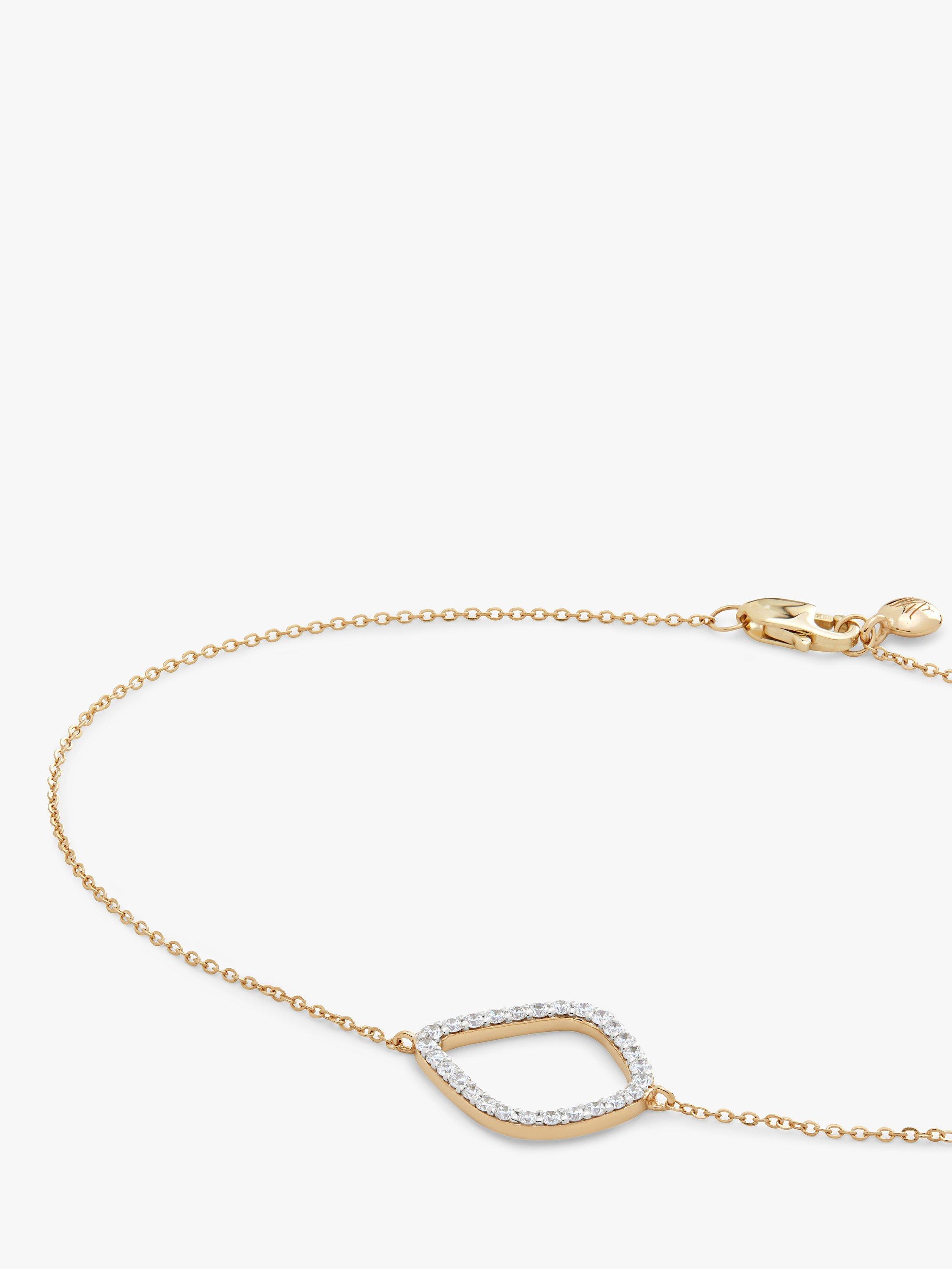 Product image 2 of 6, which shows Monica Vinader 14ct Gold Riva Diamond Kite Bracelet, Gold, Large