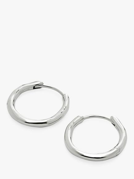 Monica Vinader MV Siren™ Muse Small Hoop Earrings, Silver - view 2, Silver
