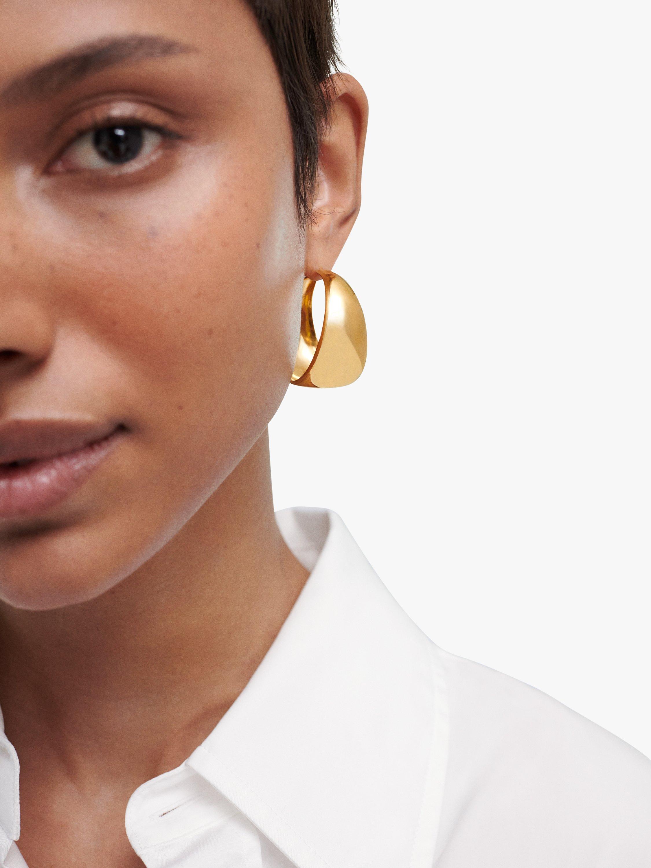 Product image 3 of 5, which shows Monica Vinader x Kate Young Hoop Earrings, Gold